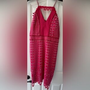 Chic Backless Lace Dress in Vibrant Red